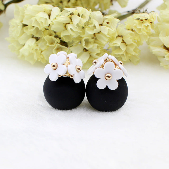 Fashion Simulated Pearl Ball Earrings - Double Side Stud Earrings for Women