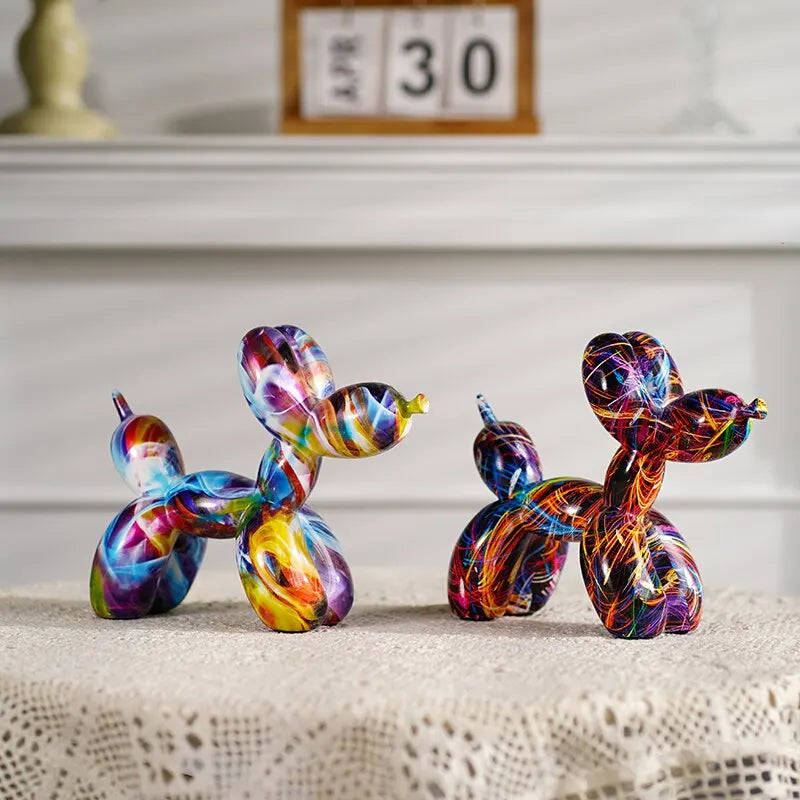 Resin Graffiti Balloon Dog Figurines for Home and Desktop Decoration
