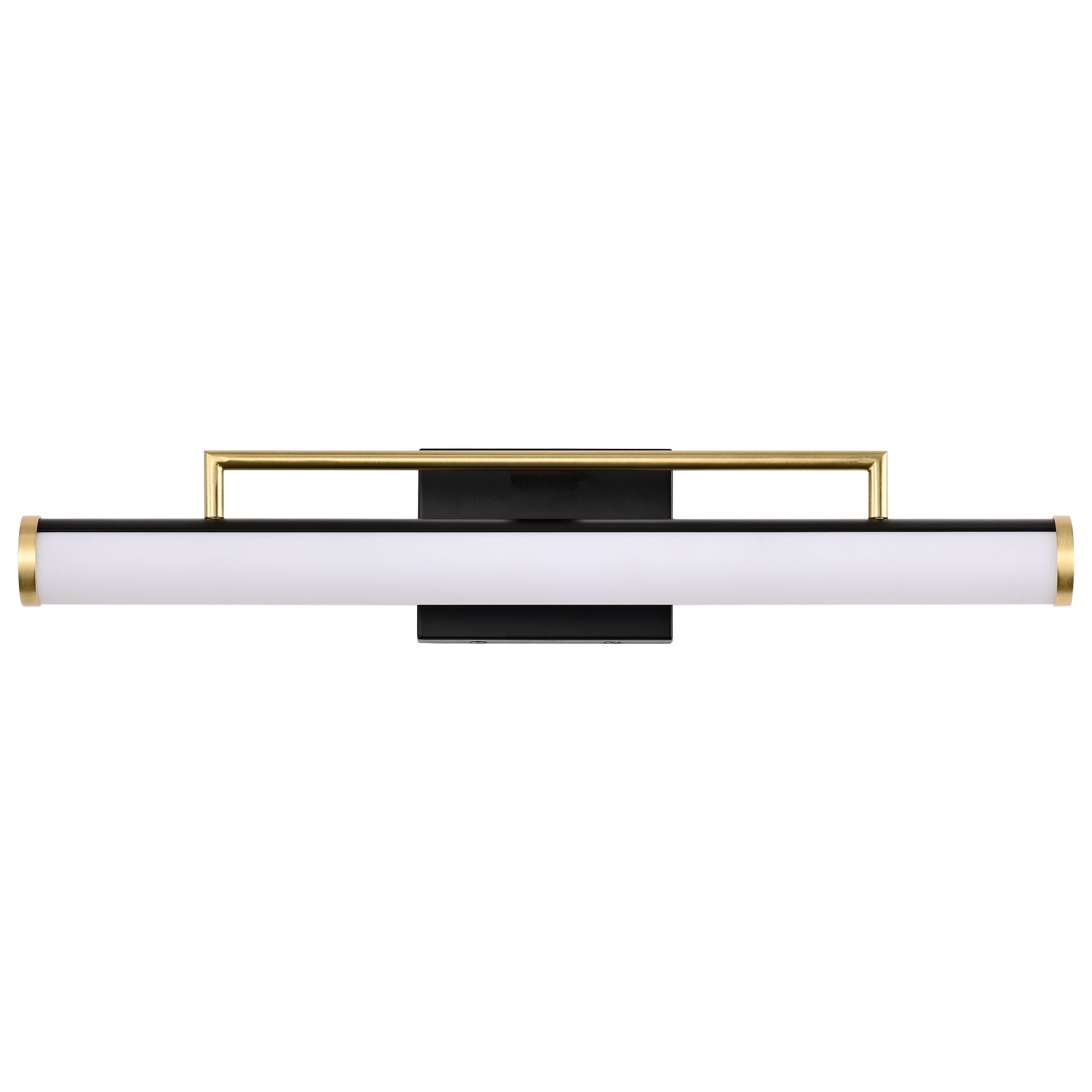 SATCO/NUVO Solano Medium Vanity LED Light in Black and Brushed Brass Finish with White Acrylic Lens