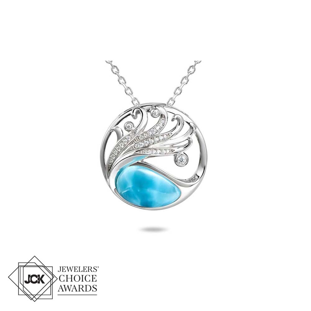 Larimar Laka Pendant - 925 Sterling Silver with Larimar, Topaz, and Aquamarine