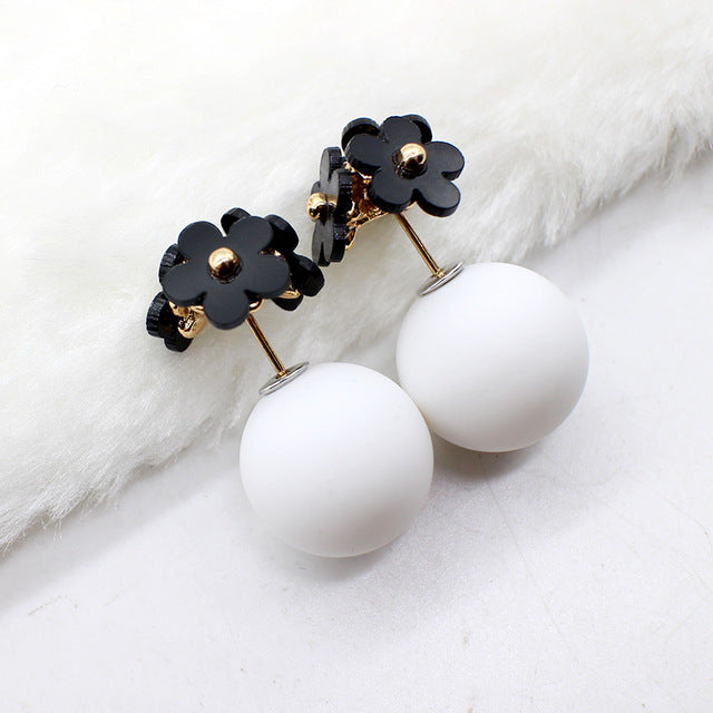 Fashion Simulated Pearl Ball Earrings - Double Side Stud Earrings for Women