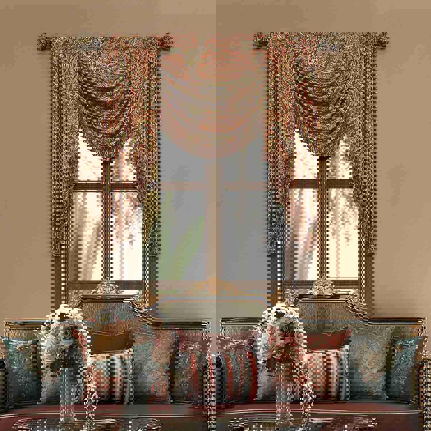 Twilight Swag Valance - Elegant Paisley Pattern Window Treatment
