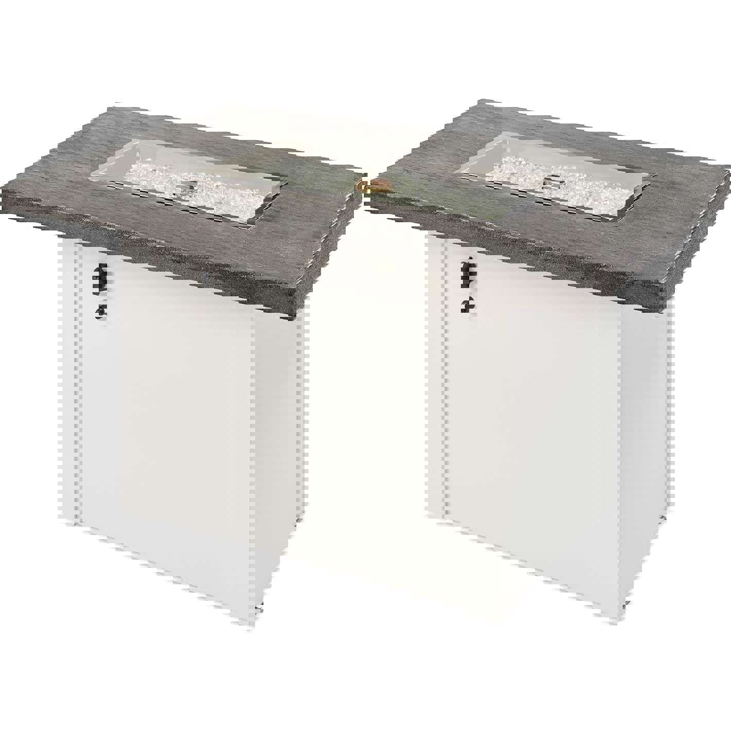 The Outdoor GreatRoom Company Stone Grey Havenwood Rectangular Gas Fire Pit Table with White Base | HVGW-1224-K