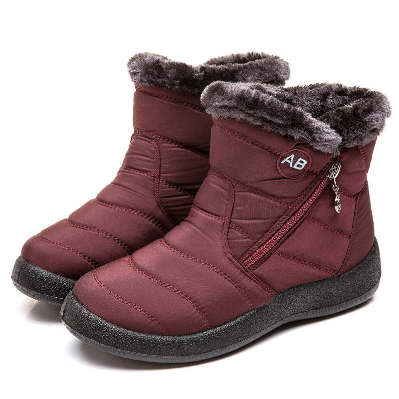 Women's Waterproof Snow Boots - Ankle Height, Slip-On, Winter Boots