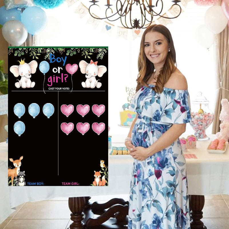 Baby Gender Reveal Party Voting Game Poster Board with Stickers