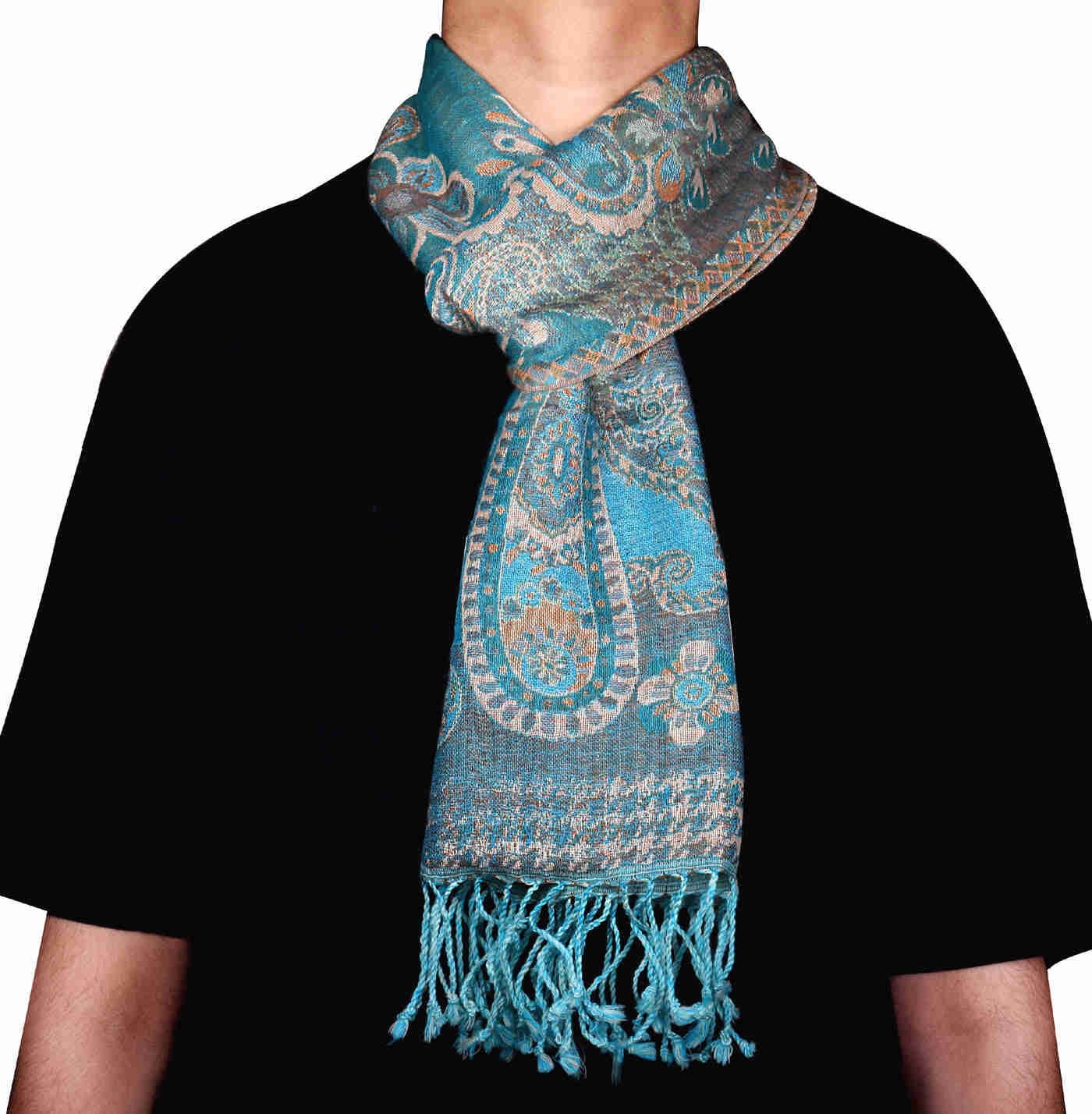 Unisex Indian Wool Paisley Muffler Scarf (64 x 13 inches)