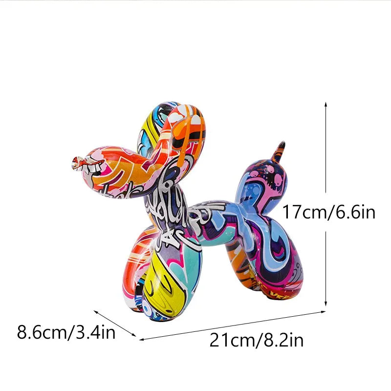 Resin Graffiti Balloon Dog Figurines for Home and Desktop Decoration