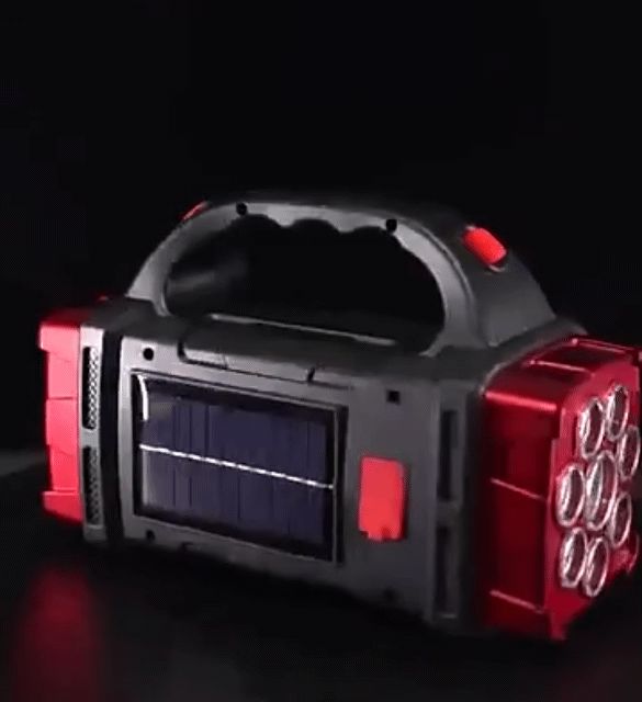 150000 Lumens Dual-Head Solar LED Searchlight with COB Work Light and USB Rechargeable Power Bank