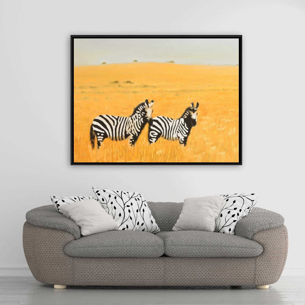 Herd Of Zebra - Fine Art Gallery Wrapped Canvas 16x48