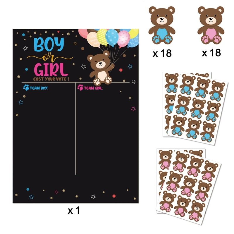 Baby Gender Reveal Party Voting Game Poster Board with Stickers