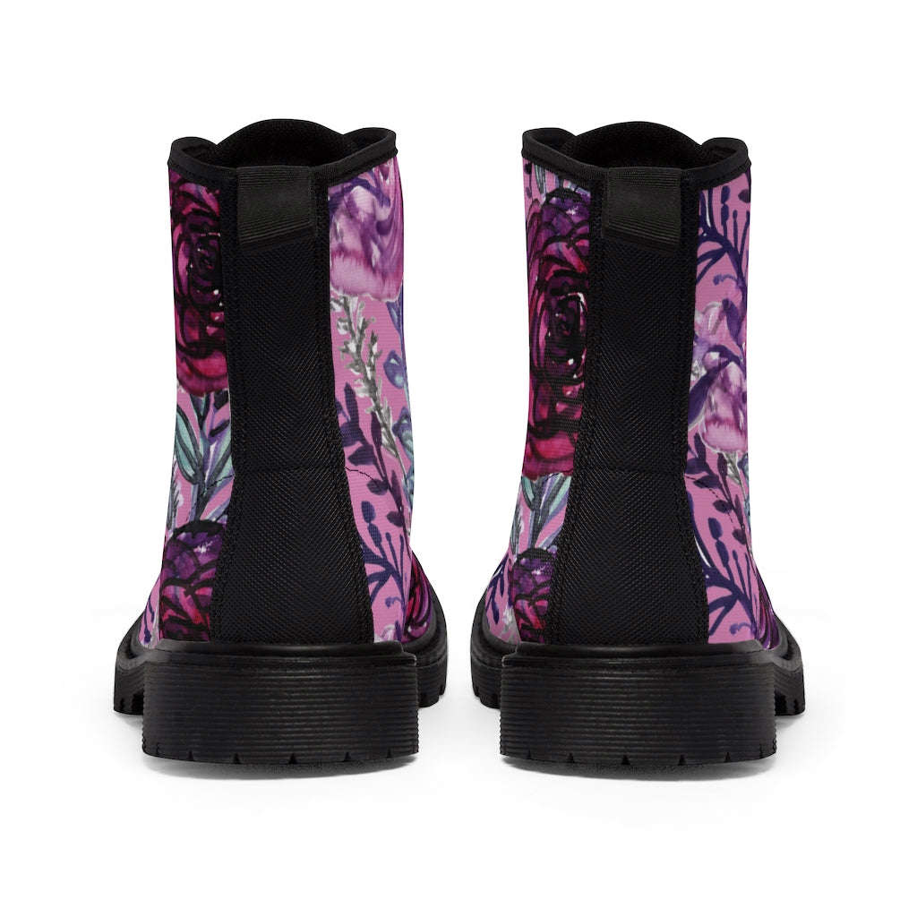 Pink Rose Floral Women's Winter Boots