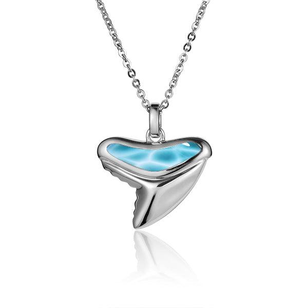 Larimar Shark Tooth Pendant - 925 Sterling Silver with Hand-Selected Gemstone