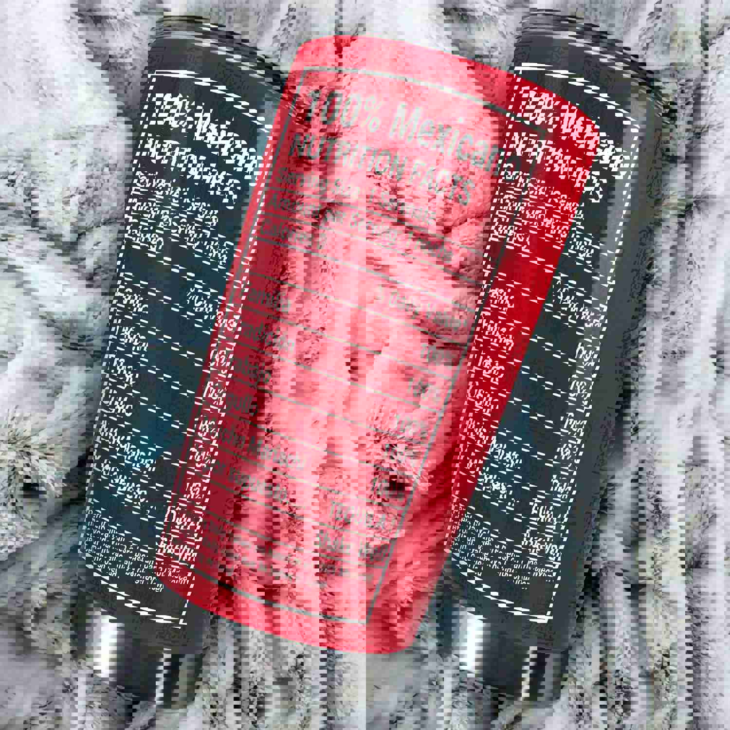 Personalized Mexicano Nutrition Facts Stainless Steel Tumbler - Double-Walled Insulation Sporty Thermal Cup