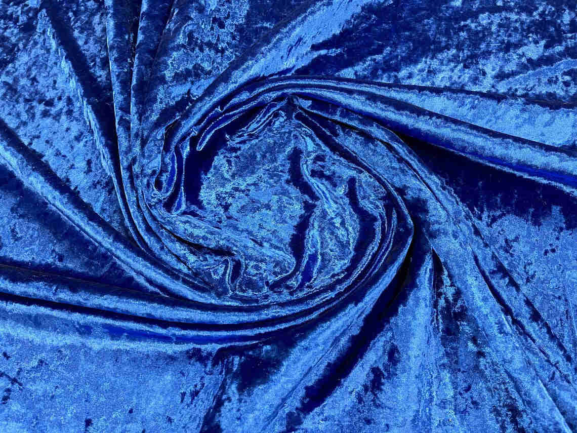 Crushed Stretch Velvet Fabric - Royal Blue - 60" Wide for Sewing, Apparel & Crafts
