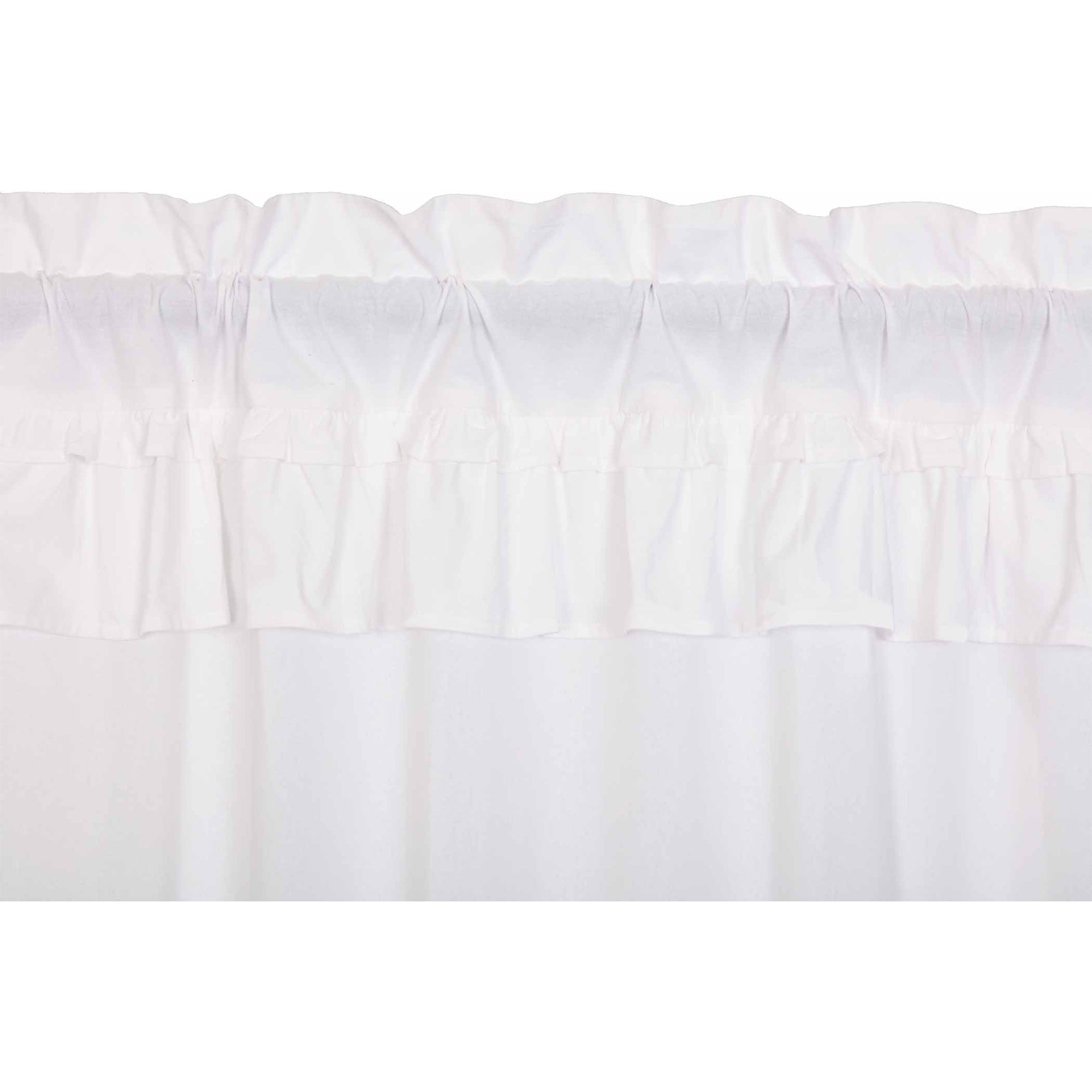 Muslin Ruffled Bleached White Valance 16x72 - Modern Farmhouse Window Decor