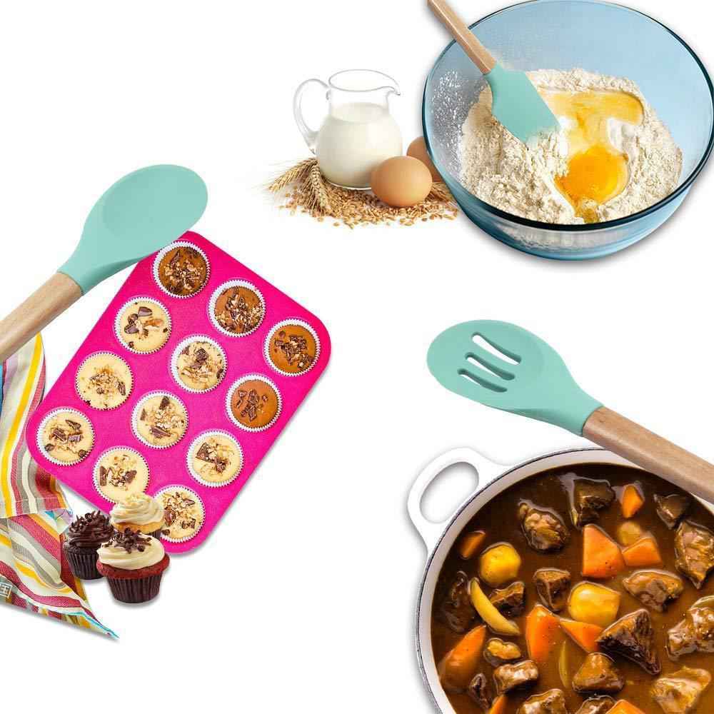 Premium Silicone Baking Utensils Set with Beech Wood Handles (6-Piece)