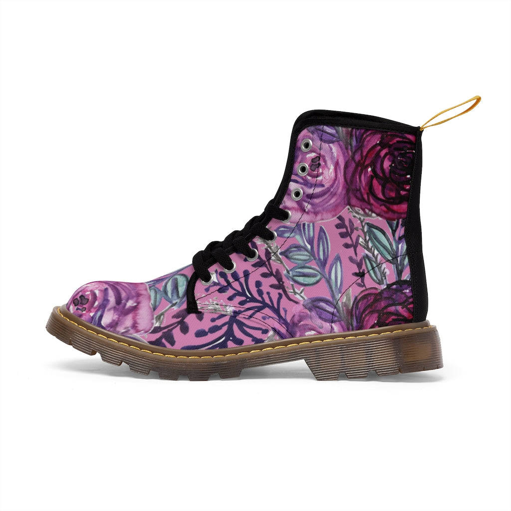 Pink Rose Floral Women's Winter Boots