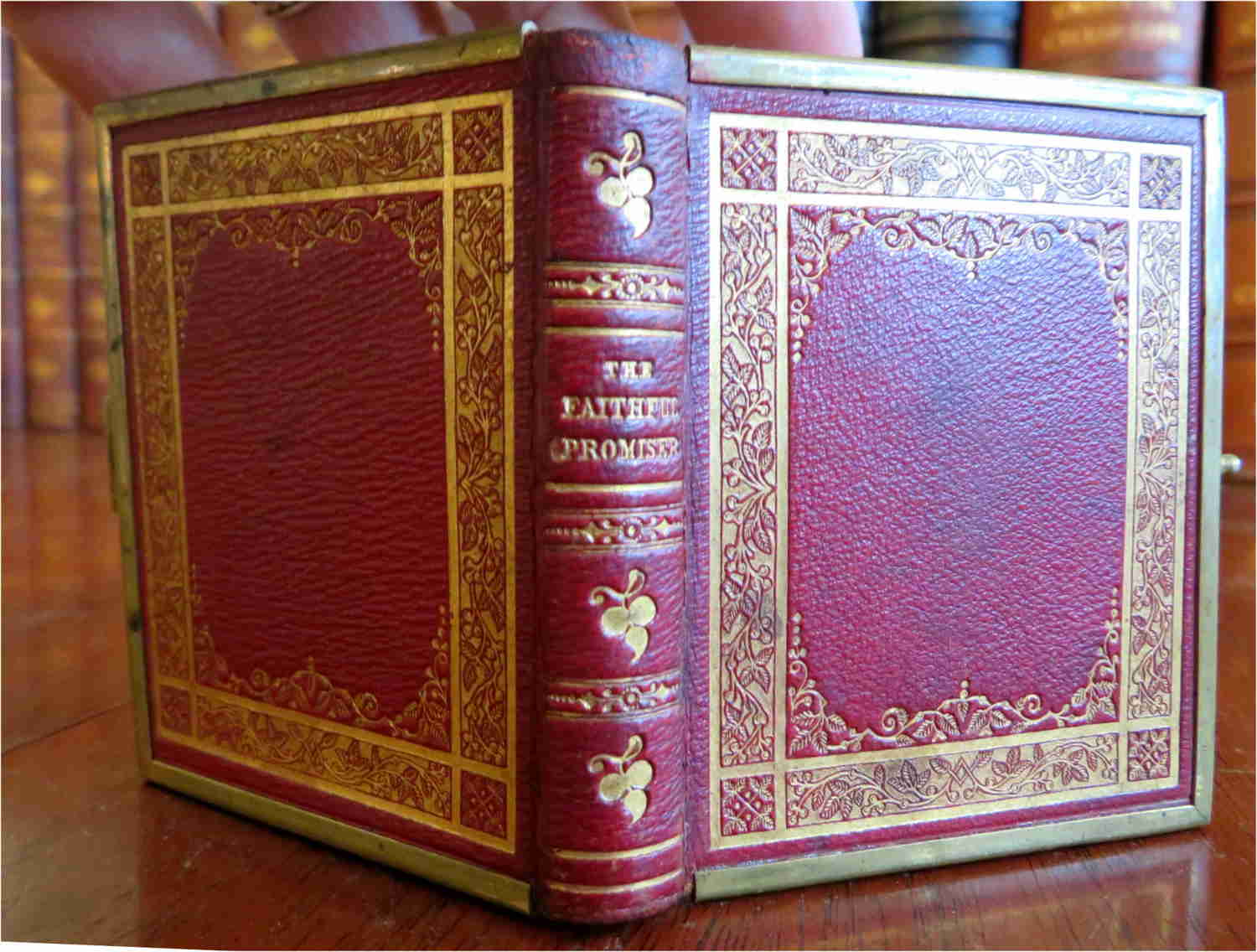 Faithful Promiser 1853 Miniature Leather Book with Working Metal Brass Clasp & Edges