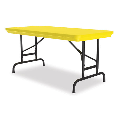 Correll Adjustable Folding Table - 48x24x22 to 32 Inches, Yellow Top with Black Legs