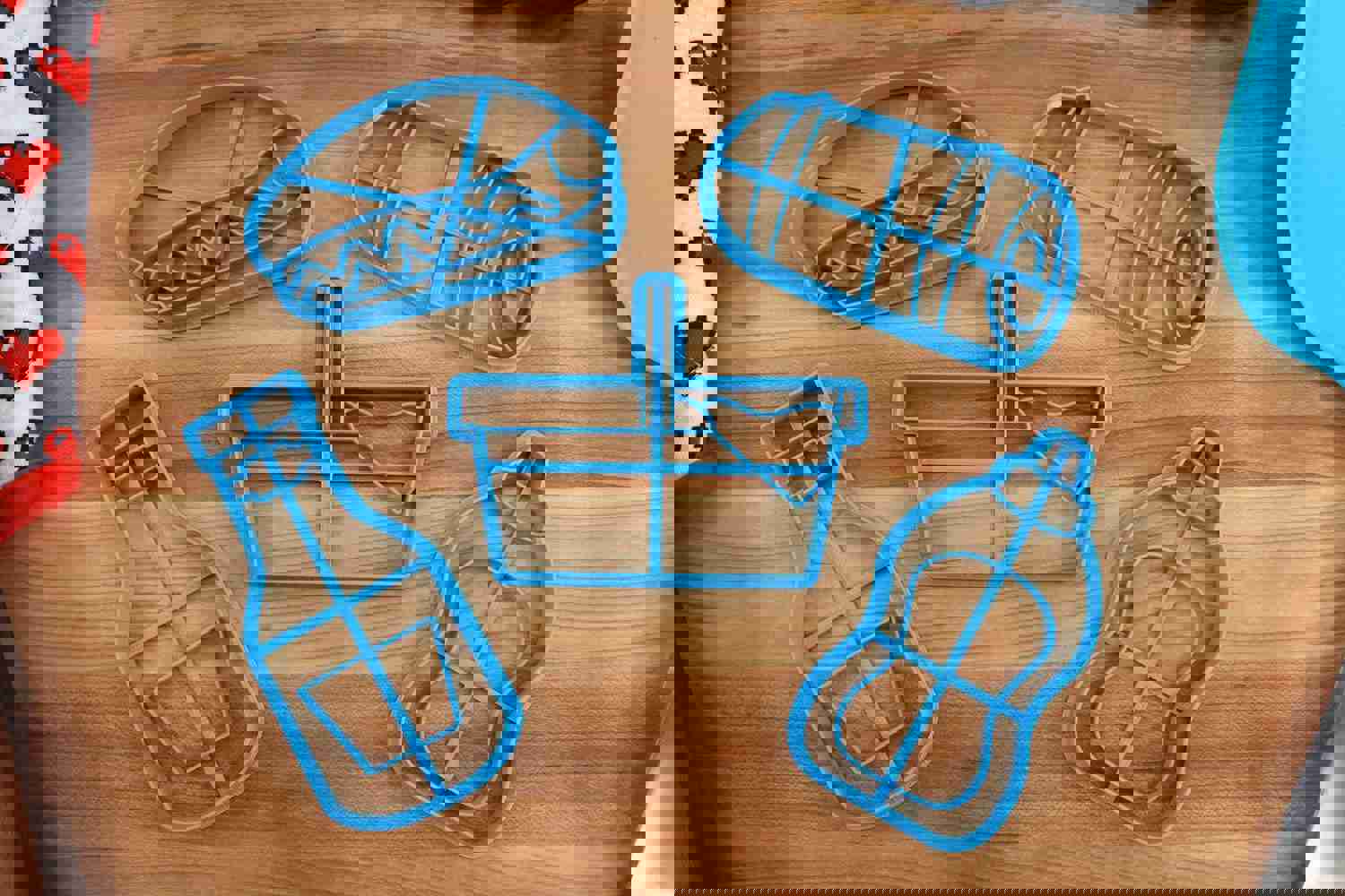 Picnic Food Cookie Cutters Set - Frankfurter, Ketchup Bottle, Mustard Bottle, Picnic Basket, Picnic Blanket