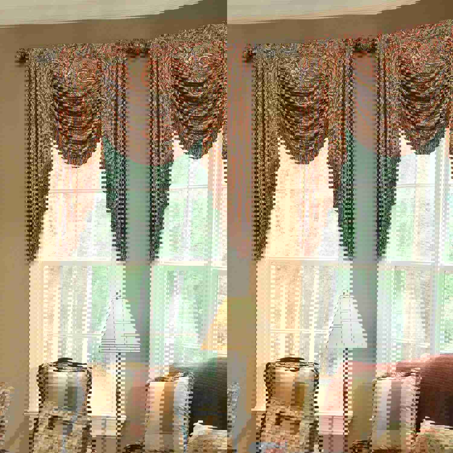 Twilight Swag Valance - Elegant Paisley Pattern Window Treatment