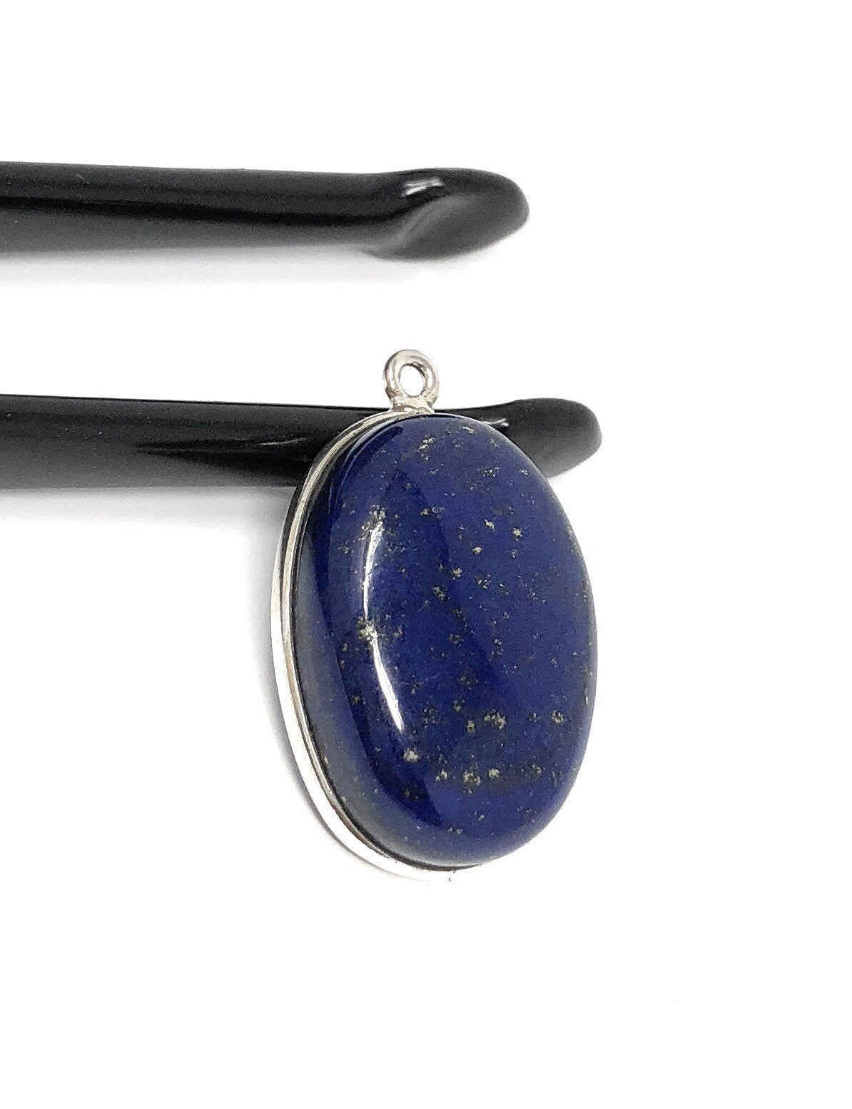 Sterling Silver Lapis Lazuli Charm for DIY Jewelry Making - 26x17x7mm