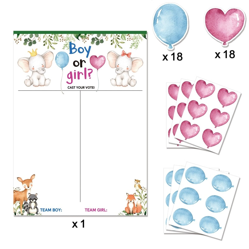 Baby Gender Reveal Party Voting Game Poster Board with Stickers