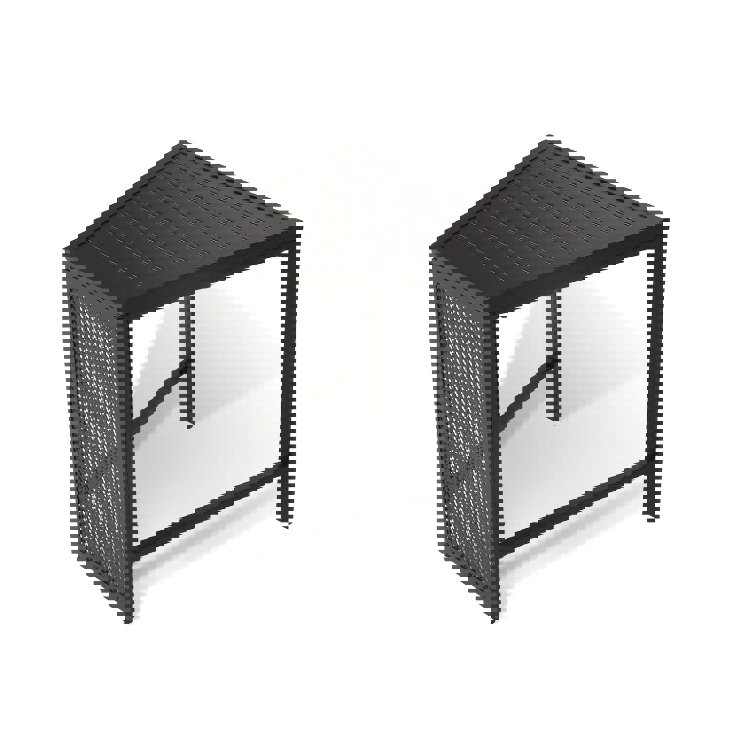 Outdoor Trapezoid Metal Side Table Patio Wedge All Weather End Table, Black