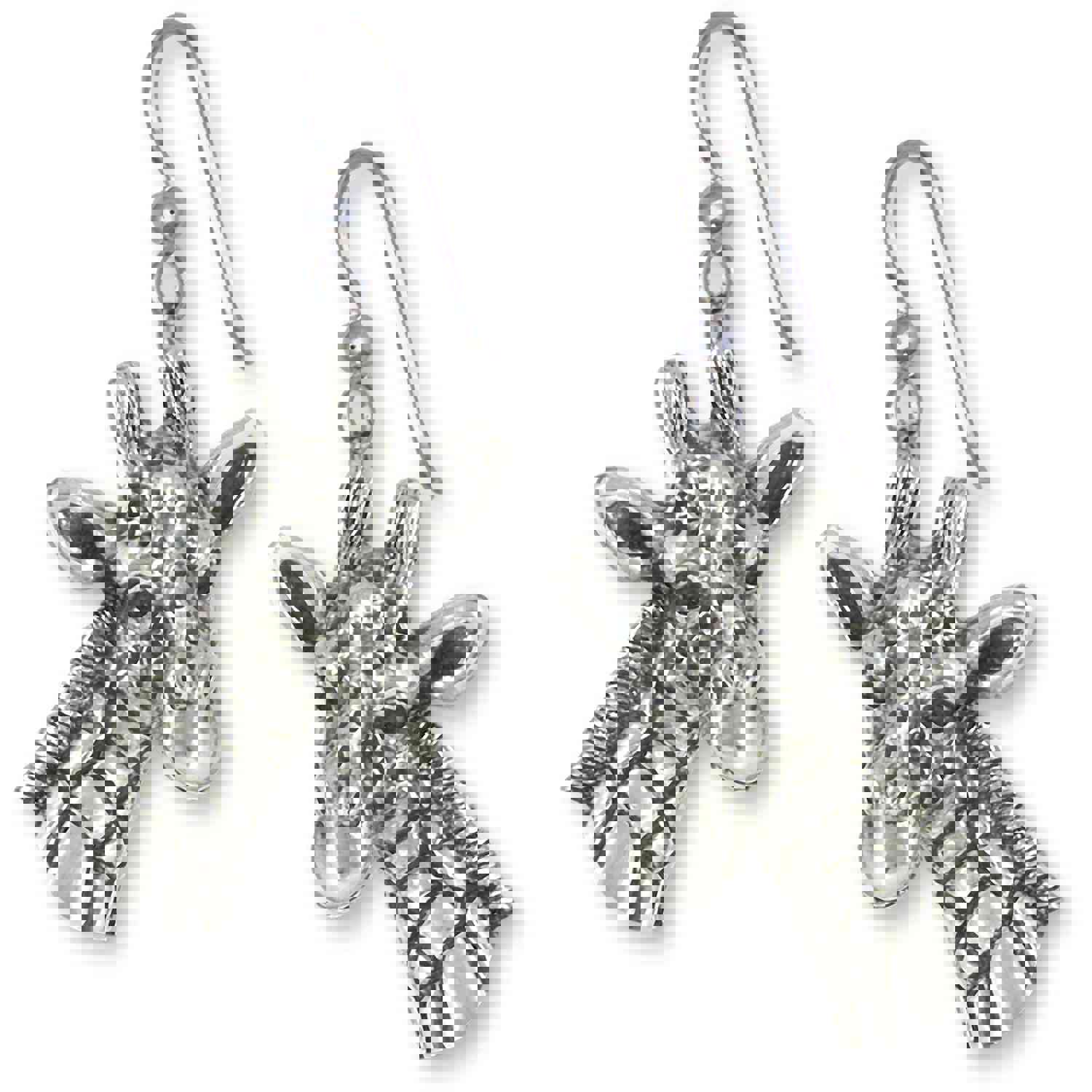 Handmade Sterling Silver Giraffe Earrings - GFF2N-E