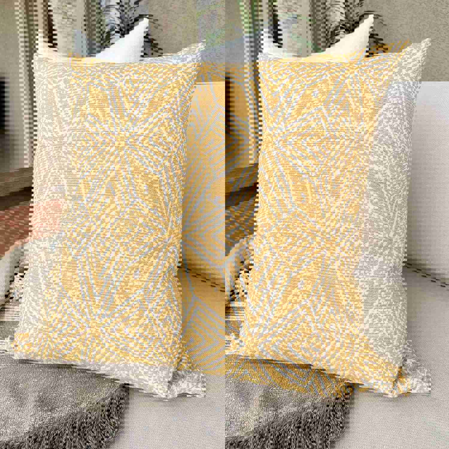 Twila Yellow Outdoor Pillow Cover