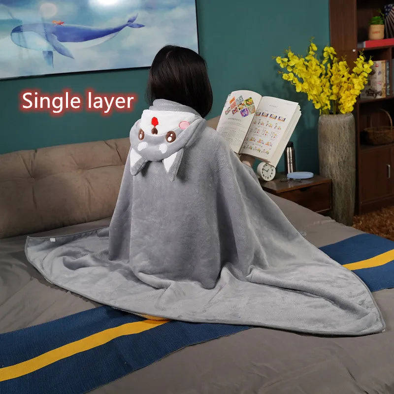 Shiba Inu Flannel Plush Blanket - 140/170cm Cartoon Dog Shawl, Warm Winter Gift for Baby Girl