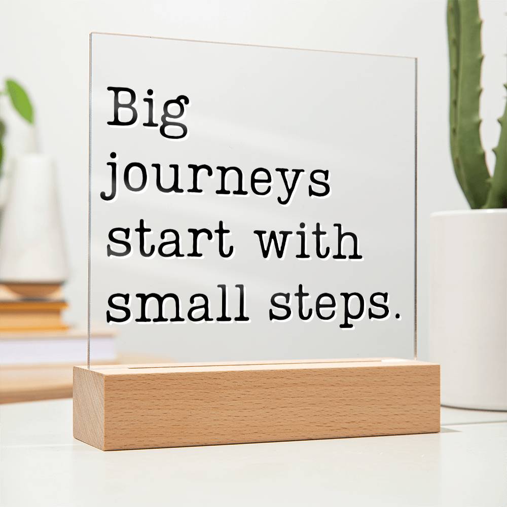 Start With Small Steps - Motivational Acrylic with LED Night Light - Inspirational Home Decor - Perfect Gift