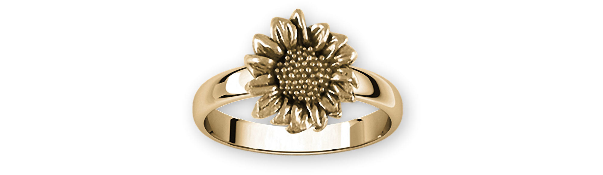 Handmade 14k Yellow Gold Sunflower Ring - SFTX1-RG