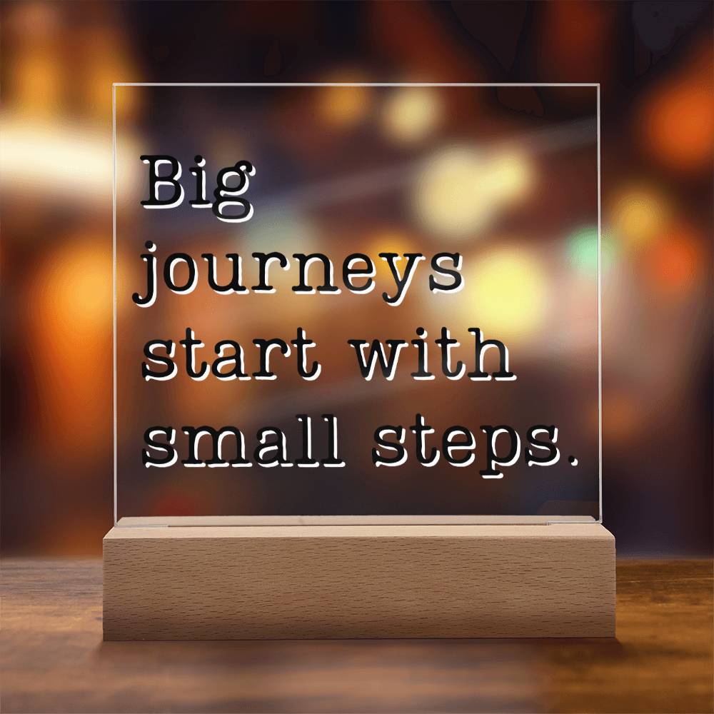 Start With Small Steps - Motivational Acrylic with LED Night Light - Inspirational Home Decor - Perfect Gift
