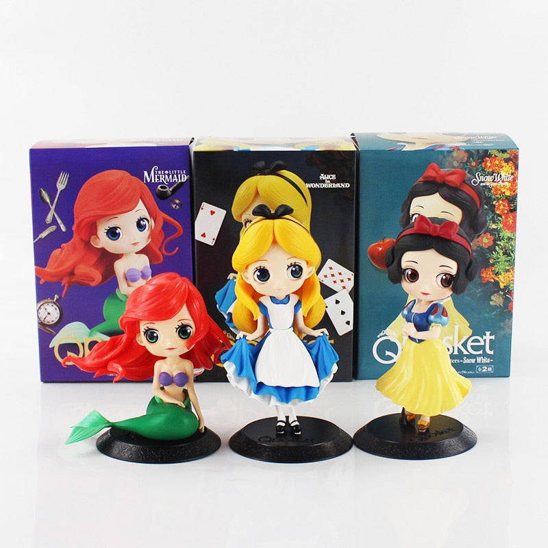 3Styles Q Posket Disney Princess Figures - Snow White & Ariel PVC Collectible Model Toys