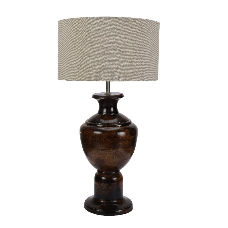 BTR CRAFTS Spotted Wooden Big Matki Table Lamp (Bulb not Included)