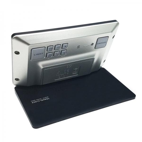 KLAREN Travel Alarm Clock - LCD Mini Digital Desk Folding Electronic Alarm with Backlight (Black)