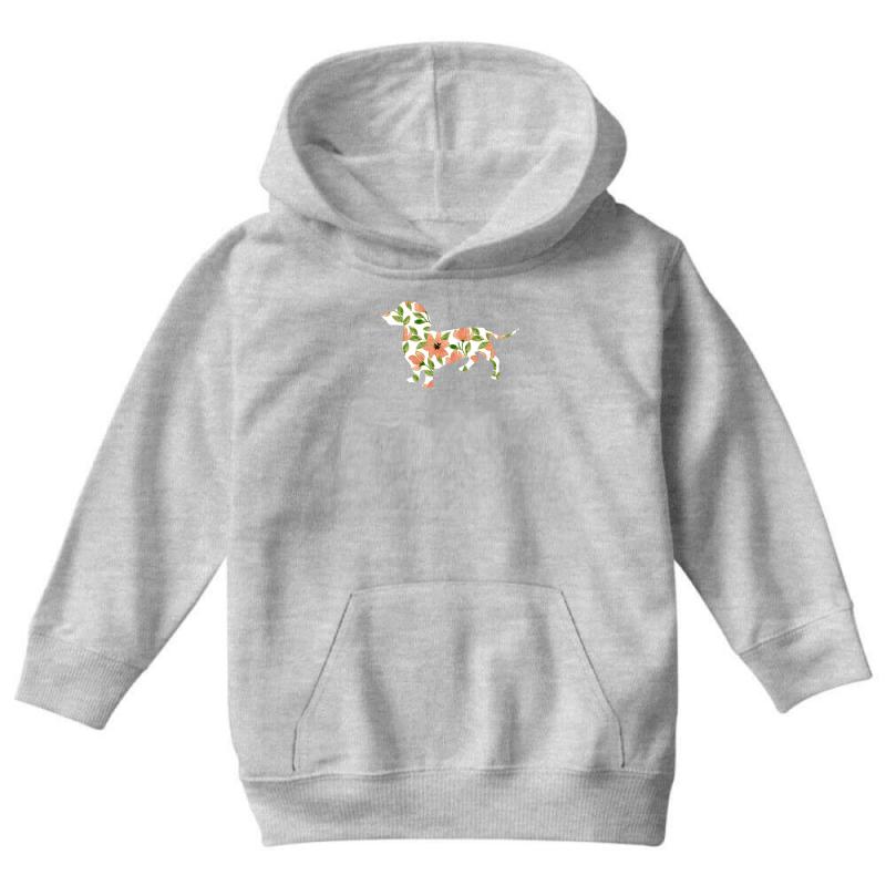 Dachshund Flower Youth Hoodie by MDK ART