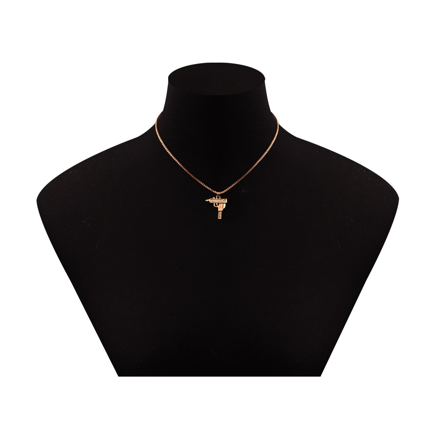 Uzi Small Pistol Pendant Necklace - Punk Style Women's Choker Necklace