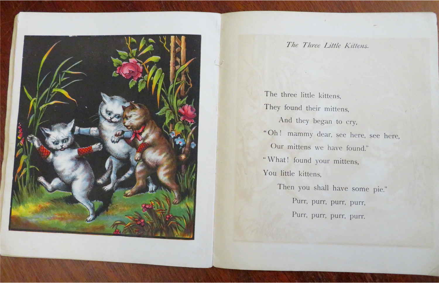Three Little Kittens c. 1870 McLoughlin Brothers Illustrated Children's Book
