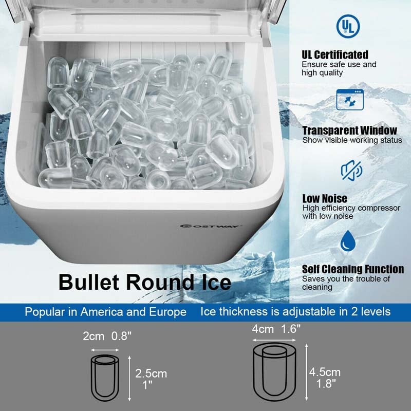 44LBS/24H Portable Ice Maker Countertop with Self-Clean Function