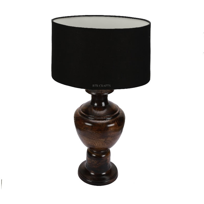 BTR CRAFTS Spotted Wooden Big Matki Table Lamp (Bulb not Included)