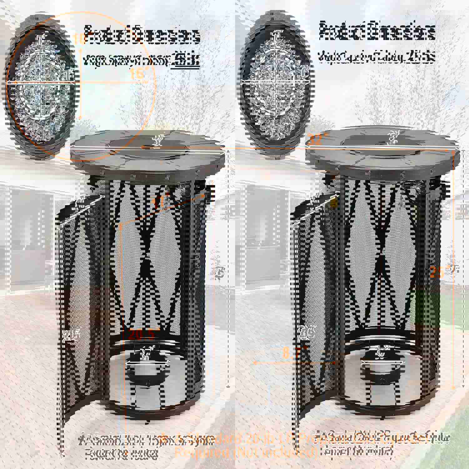 Tangkula 32 Inch Patio Round Fire Pit Table