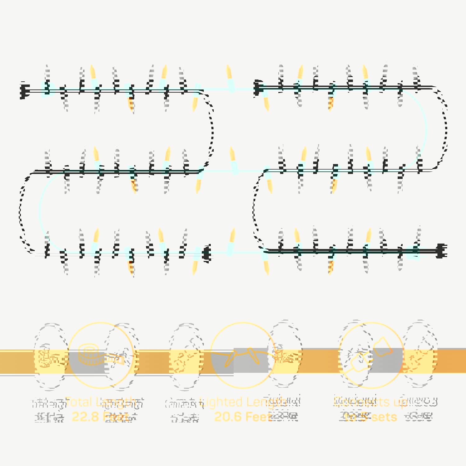 100 Warm White Christmas Lights Set - UL Listed for Indoor/Outdoor Use, 22.8 Ft Green Wire