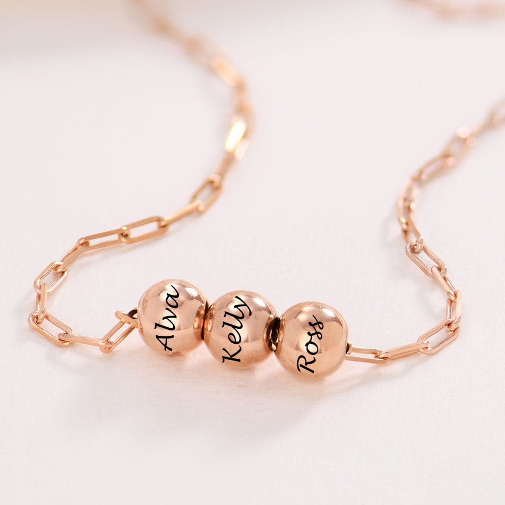 Custom Text Bead Necklace Personalized Silver Name Necklace Jewelry Design for Mother's Day Gift