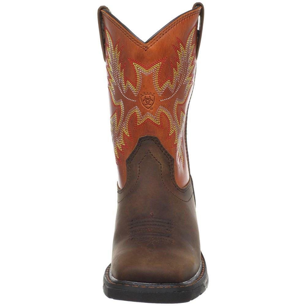 Ariat Workhog Pull-On Work Wide Square Toe Cowboy Boots for Kids