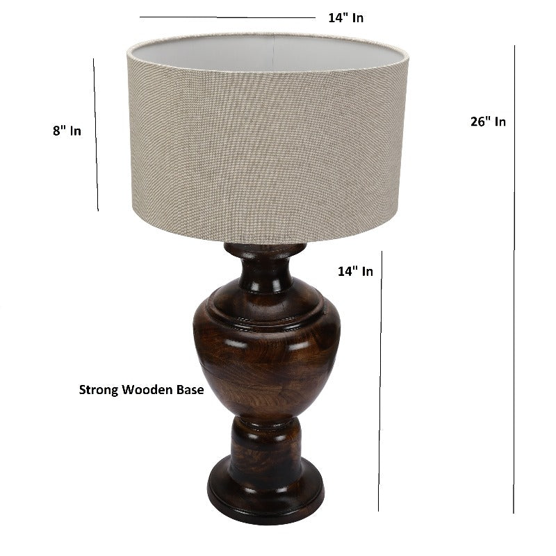 BTR CRAFTS Spotted Wooden Big Matki Table Lamp (Bulb not Included)