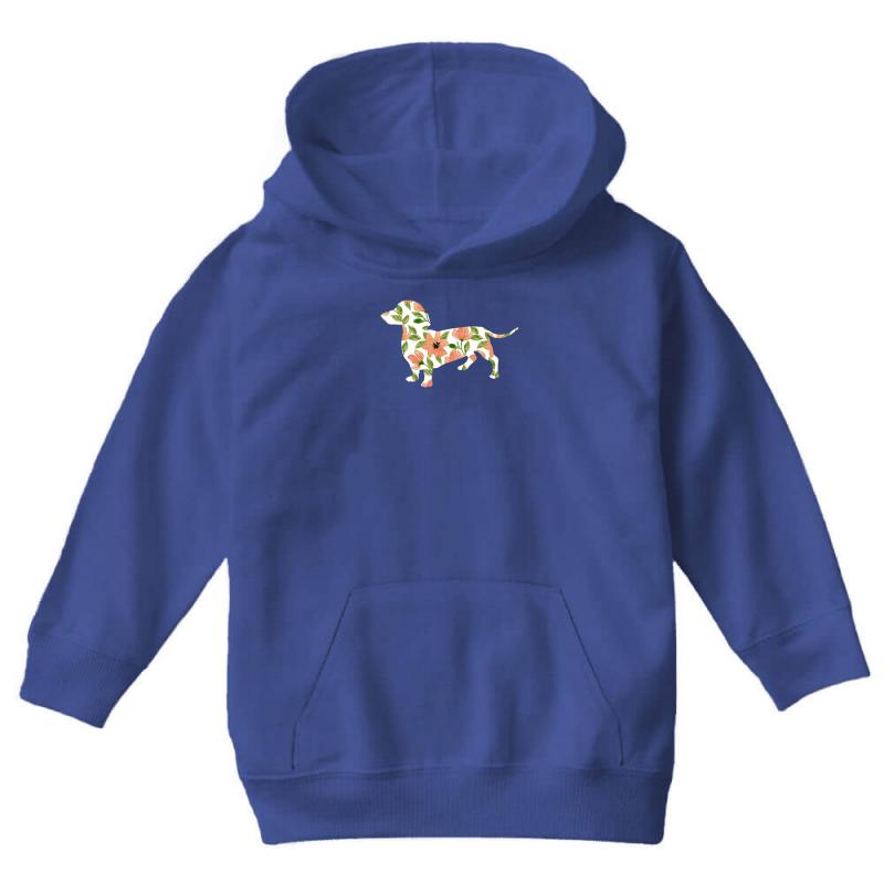 Dachshund Flower Youth Hoodie by MDK ART