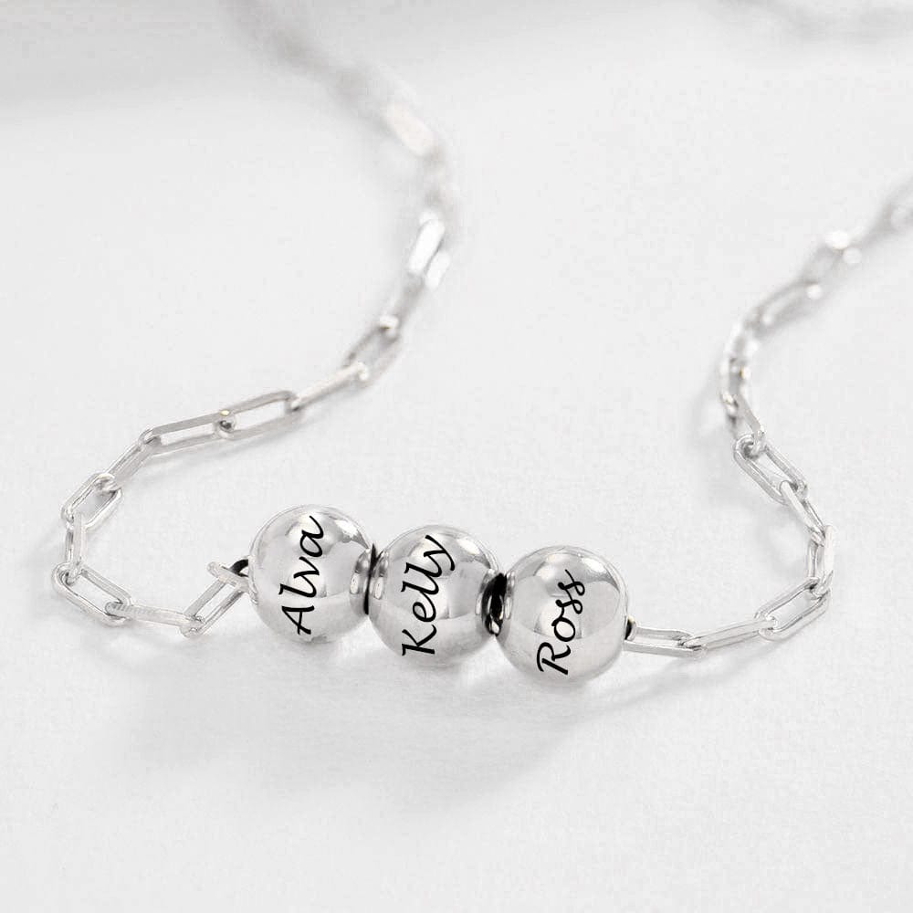 Custom Text Bead Necklace Personalized Silver Name Necklace Jewelry Design for Mother's Day Gift