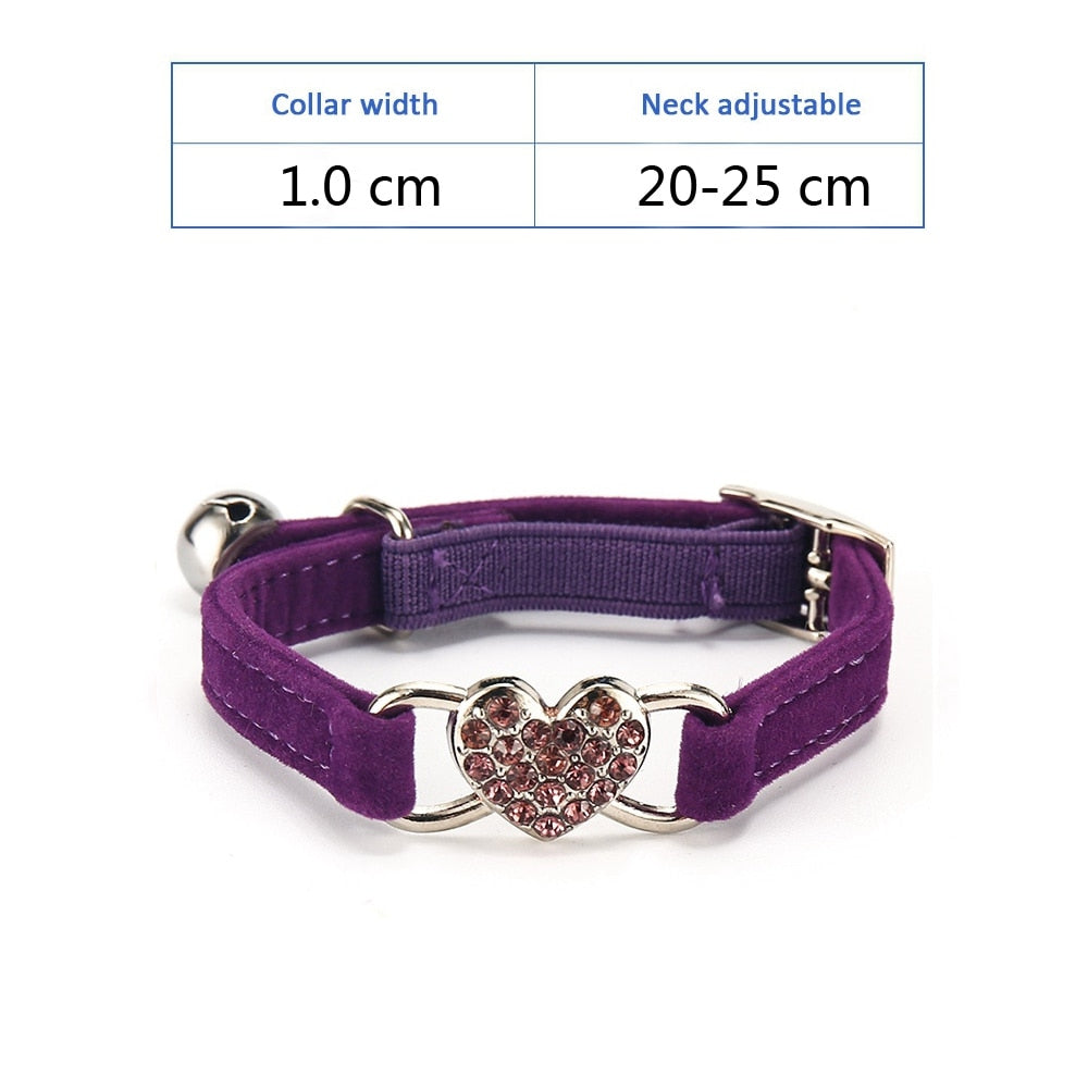 Velvet Breakaway Cat Collar with Bell - Pet Supplies for Cats and Dogs